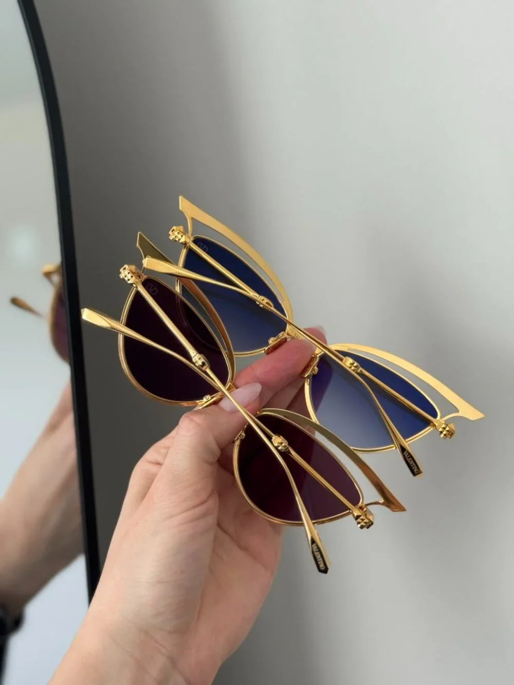 Valentino Women Sunglasses Titanium Gold Bordeaux Cat Eye V - GLASSLINER VLS-118